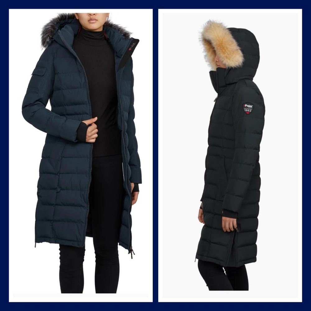 PAJAR "Venice" Long Quilted Puffer with Removable Faux Fur Trim (New)